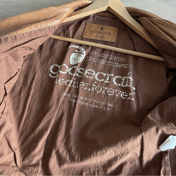 Goosecraft Womens Leather Biker Jacket 438 Real Leather Brown Tan Size Xs - Picture 13 of 13